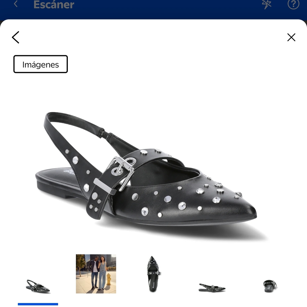 New Women's Studdeed Sling Back Sparkle Pointed Flat Shoes Black Size 6